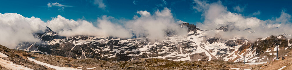 High resolution stitched panorama of a beautiful alpine summer view at the famous Moelltaler Gletscher, Kaernten, Austria