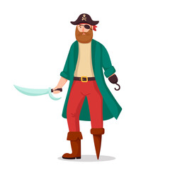 pirate in cartoon style on a white background