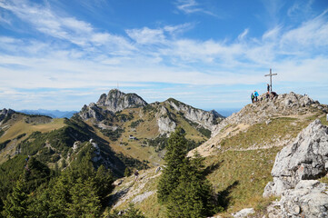 Fototapeta premium Wanderung Seewandköpfl - Wildalpjoch: Blick zum Wendelstein