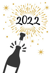 happy new year 2022 illustration on white background with fireworks