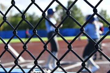 Fototapeta premium Chain Link Fence at a Softball Field