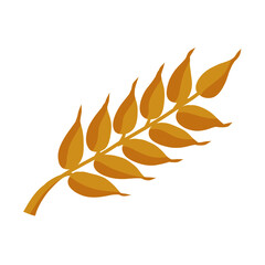 Ear of wheat. Golden stem of plant. Harvest. Seeding and yield. Cartoon illustration. Grains and farm products