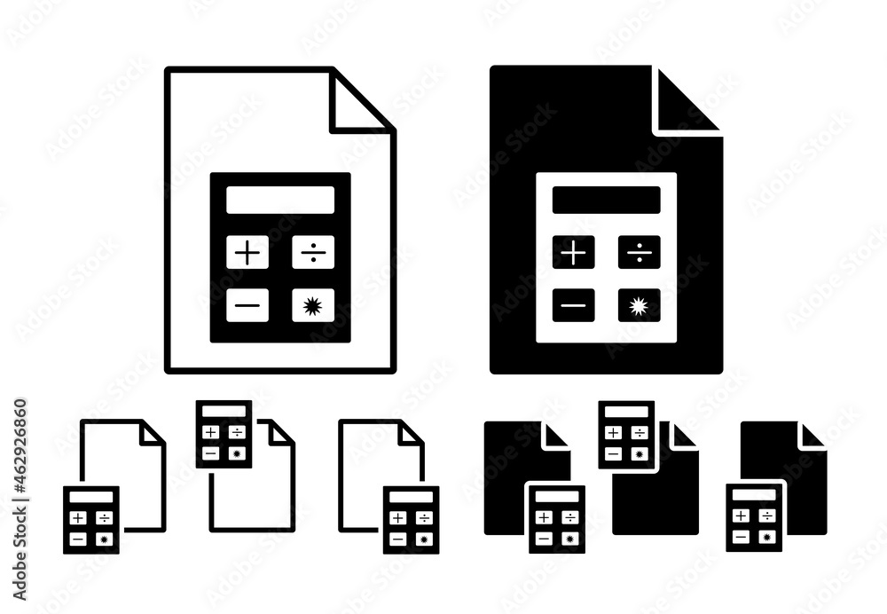 Poster calculator vector icon in file set illustration for ui and ux, website or mobile application