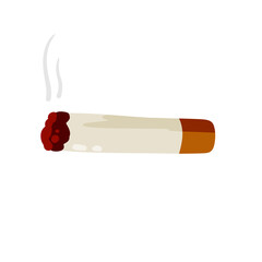 Smoking cigarette. Bad habit. Harm and health. Flat cartoon illustration isolated on white