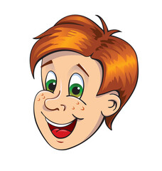 cartoon smiling boy character face head