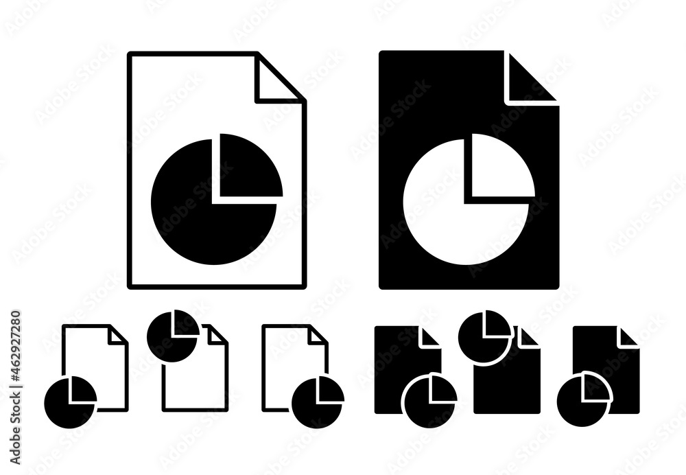 Poster pie chart vector icon in file set illustration for ui and ux, website or mobile application