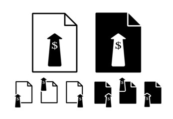 Money in arrow vector icon in file set illustration for ui and ux, website or mobile application