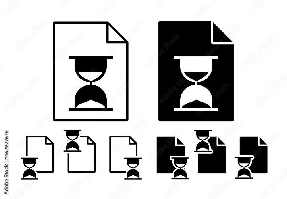 Poster hourglass vector icon in file set illustration for ui and ux, website or mobile application