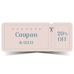 Coupon 20% OFF, discount, sale, vector
