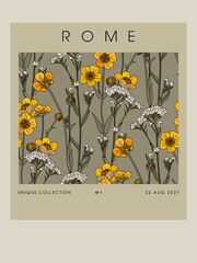 Naklejka premium Poster with flowers 