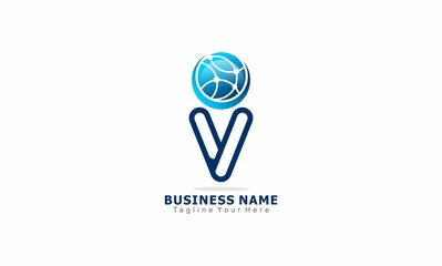 letter V network concept design business logo