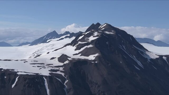 Aerial of the Harding Icefiend and mountains in Kenai Fjords National Park, Alaska
