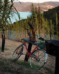 Rustic bicycle in ethno village "Kapetan-Misin breg" in eastern Serbia