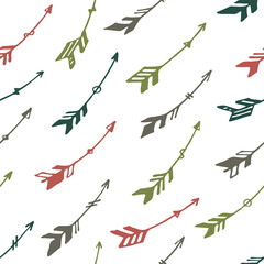 Simple boho arrows graphic seamless ornament. Ethnic scandinavian design. Tribal indian theme.