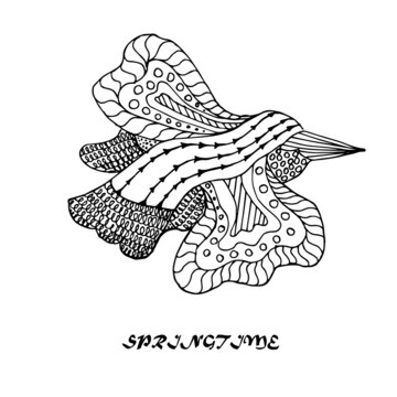 Zentangle stylized as a black bird. Hand drawn vector illustration isolated on white background. Vintage sketch for tattoo or mahenda design.