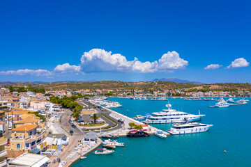 View of the picturesque coastal town of Porto Heli, Peloponnese, Greece.