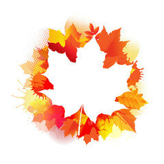 Autumn Poster With Stain And Leaves Poster With Gradient Background, Vector Illustration