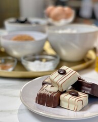 belgian chocolates on a plate
