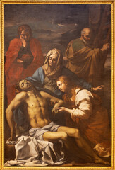 ROME, ITALY - AUGUST 28, 2021: The painting  of pieta in the church San Girolamo dei Croati by Giuseppe Puglia (1631 - 1633).