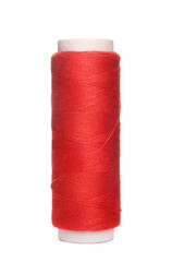 Spool of red sewing thread isolated on white