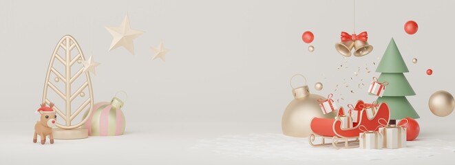 3d Display scene for product and cosmetic presentation with Merry Christmas and Happy new year concept. Modern geometric. Platform for mock up and showing brand.