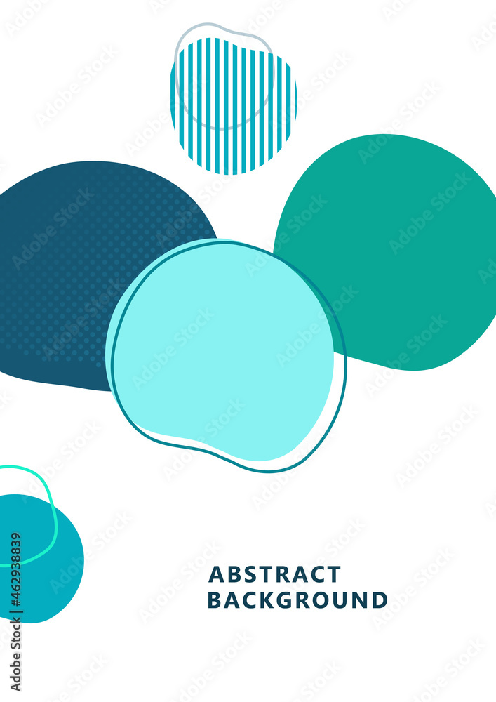 Poster abstract dynamic composition of overlapping rounded shapes and dots. geometric background in modern 