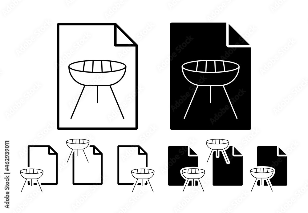 Poster bbq simple line vector icon in file set illustration for ui and ux, website or mobile application