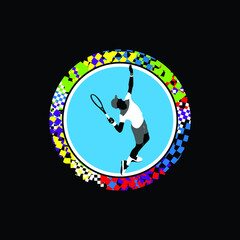 Man tennis players vector silhouette.vector image of tennis player.