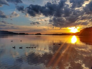 Idylle am See abends in Schleswig Holstein