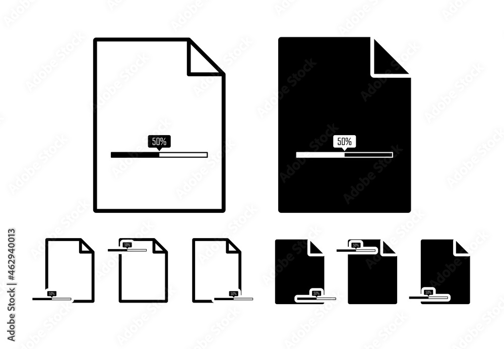 Poster loading bar percent vector icon in file set illustration for ui and ux, website or mobile applicatio
