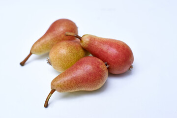 fresh ripe pears on white background