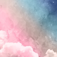 Blue and Pink Gradient Ombre Watercolor Cloud Design
