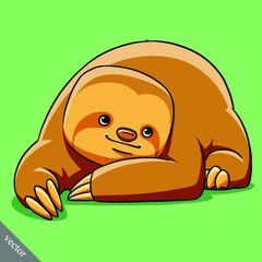 funny cartoon cute cool vector fat sloth illustration