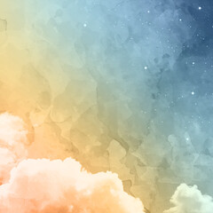 Blue and Orange Gradient Ombre Watercolor Cloud Design