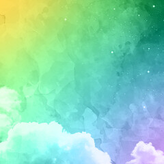 Obraz premium Rainbow Gradient Ombre Watercolor Cloud Design