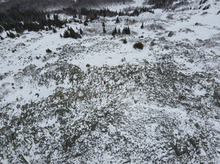 Aerial view of Vitosha Mountain near Kamen Del Peak, Bulgaria