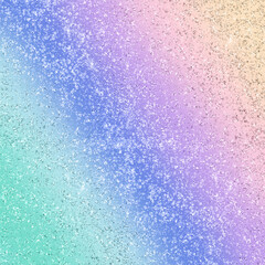 Soft Rainbow Gradient Pastel Silver Glitter Confetti Design