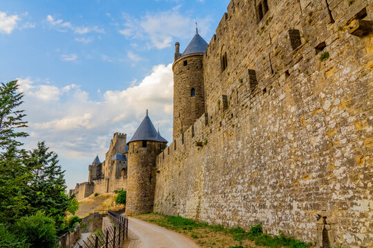 The Ancient Fortress of Carcassonne, France. Europe castle. View from the Cite. High quality photo