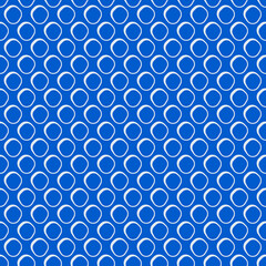 Blue background and repeated bubble pattern. Seamless vector pattern and repeated white rings.