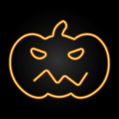 Pumpkin neon sign, modern glowing banner design, colorful modern design trend on black background. Vector illustration.