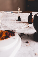 Herbalist laboratory glass instruments