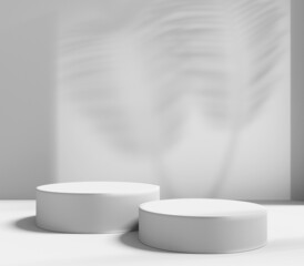 3d rendering gray cylinder podium