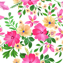 Floral seamless pattern. Flower background. Floral seamless texture with flowers. Flourish tiled wallpaper