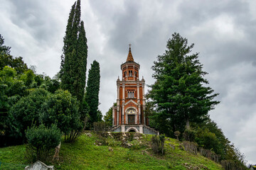 Naklejka premium View on the Gonzaga mausoleum by the architect Balzareta XIX century, Lake Como. Lombardy - Italy