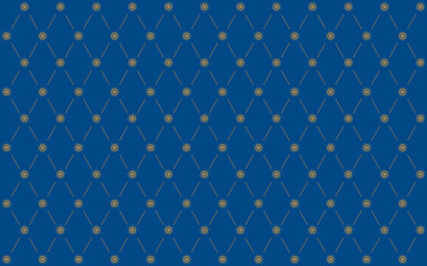 Christmas background with golden snowflakes pattern on blue backdrop. Xmas wallpaper, new year minimalist geometric decoration for festive banner, merry christmas postcard, celebration price tag.