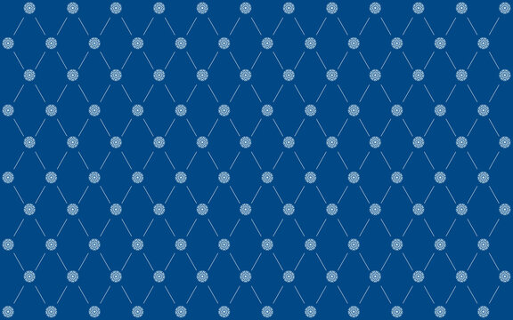 Christmas background with white snowflakes pattern on dark blue backdrop. Xmas wallpaper, new year minimalist geometric decoration for festive banner, merry Christmas postcard, celebration price tag.