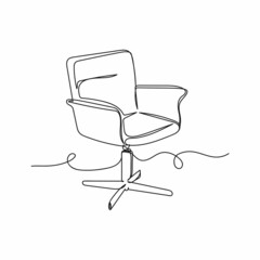 Continuous one single line drawing of armchair in silhouette on a white background. Linear stylized.