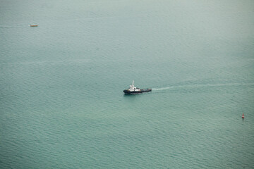 Fototapeta premium Aerial view of boats in the sea in Brazil