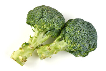 Fresh green broccoli. Organic food, isolated on white background.