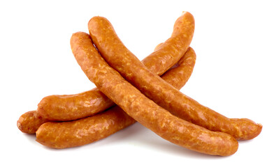 Dried sausages, isolated on white background. High resolution image.